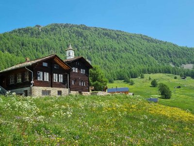 Church in Gspon Village in the swiss alps, Saas Almagell, Switzerland