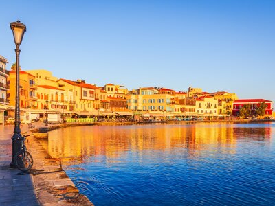 Panorama of old Venetian Harbour, Chania, Crete, Greek Islands
