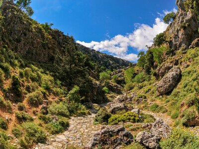 Rocky path leading through the Imbros Gorge on the island of Crete