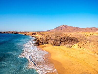 Papagayo beach near Las Coloradas resort in the south of Lanzarote, Spain